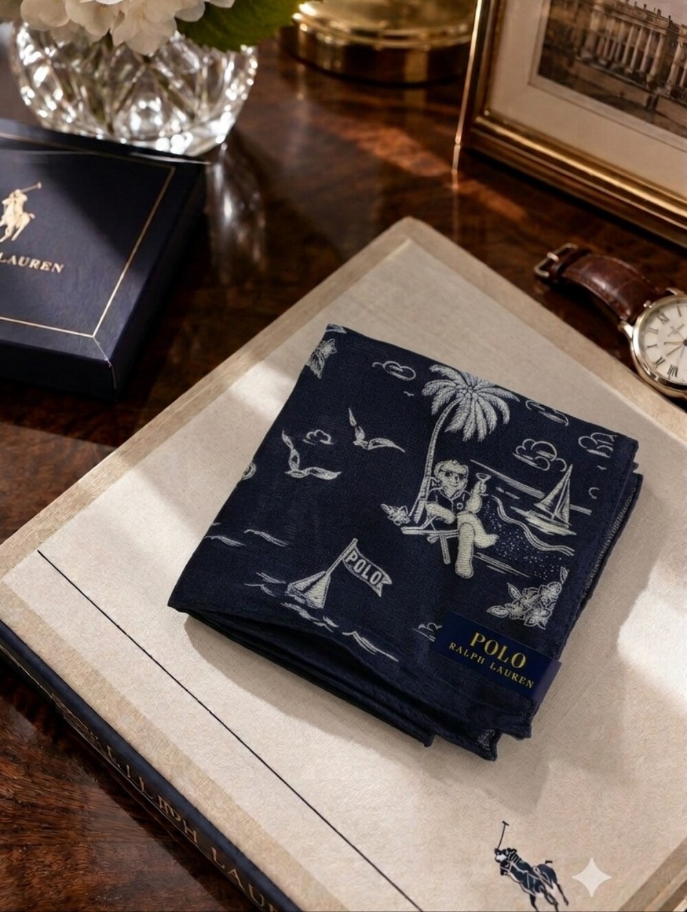 Polo Ralph Lauren Polo Bear Bahamas Pocket Square Handkerchief NWT Japan